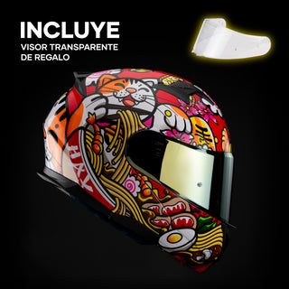 Casco Abatible Amatista Maneki Neko naranja Acabado